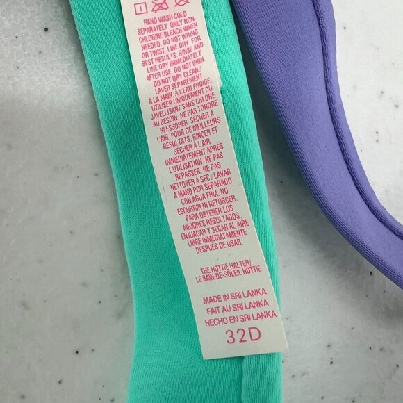 NWT VS Swim Hottie Set 32D M Push Up Bikini Black Stripe Neon Colorblock Itsy - Picture 5 of 14